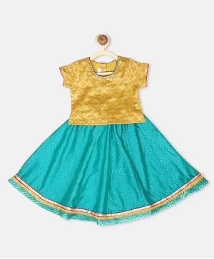 Fabindia Half Sleeves Printed Lehenga And Choli - Yellow