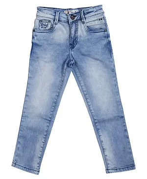 LEO Full Length Ice Wash Stretchable Jeans - Light Blue