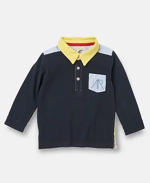 Angel & Rocket Full Sleeves Solid Colour Polo Tee - Navy Blue