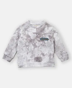 Angel & Rocket Full Sleeves Tie & Dye Tee - Light Grey