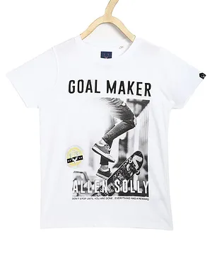 Allen Solly Juniors Half Sleeves Tee Goal Maker Print - White