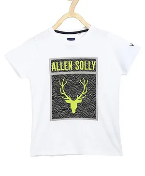 Allen Solly Juniors Half Sleeves Tee Logo Print - White