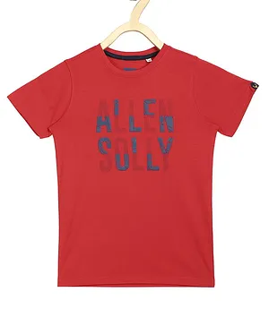 Allen Solly Juniors Half Sleeves T-Shirt Logo Print - Red