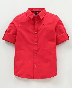 Allen Solly Juniors Full Sleeves Printed Shirt - Red