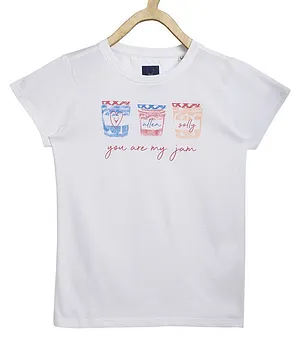 Allen Solly Juniors Half Sleeves Top Text Print - White