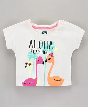 Vitamins Cap Sleeves Top Placement Print- White