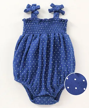 Babyhug 100% Cotton Onesie Polka Dots Print - Blue