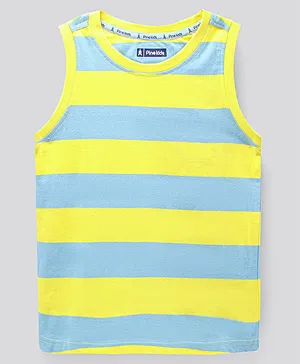 Pine Kids Sleeveless Bio Washed T-Shirt Stripes Print - Lemon Yellow