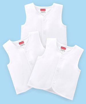 Babyhug Sleeveless 100% Cotton Jhablas Pack Of 3 - White