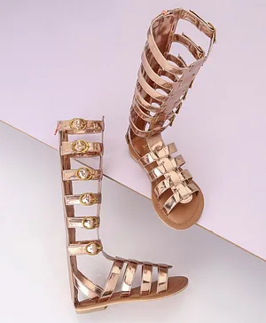 Pine Kids Gladiator Roman Sandals - Rose
                      Gold