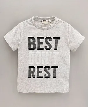 Koton Half Sleeves T-Shirt Text Print - Grey