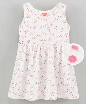 Koton Sleeveless Knee Length Frock Floral Print - White