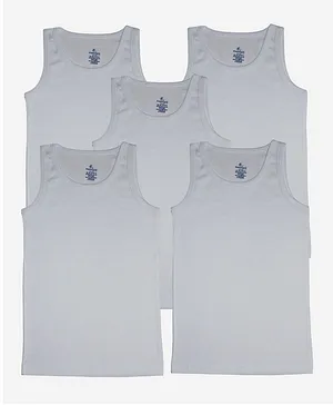 Kiddopanti Sleeveless Pack Of 5 Vests - White