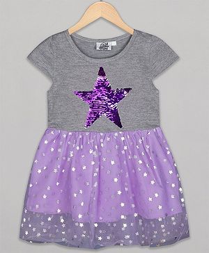 The Sandbox Clothing Co Short Sleeves Star Embellished Dress - Purple