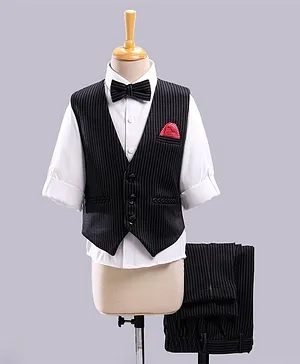 Robo Fry Full Sleeves Stripe Party Suit - Black
