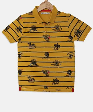 Nins Moda Half Sleeves Stripes T Shirt - Mustard