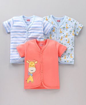 Babyhug 100 % Cotton Vests Animal Print Pack of 3 - Multicolour