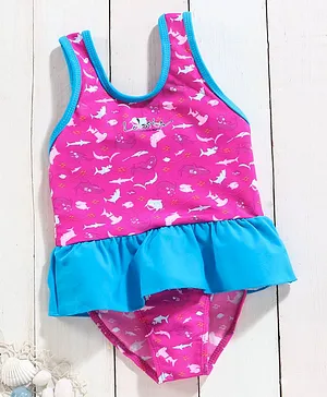 LOBSTER Sleeveless V Cut Swimsuit Fishes Print - Pink