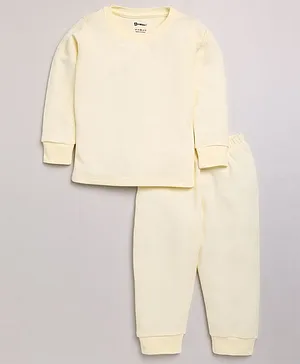 MOONKIDS Full Sleeves Solid   Inner Wear Vest With Pyjama - Lemon