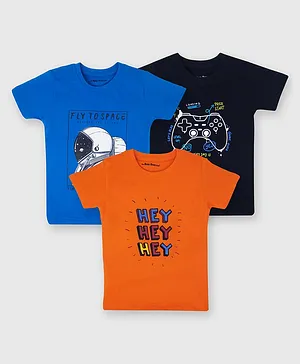 The Boo Boo Club Pack of 3 Half Sleeves Hey Print T Shirt - Orange