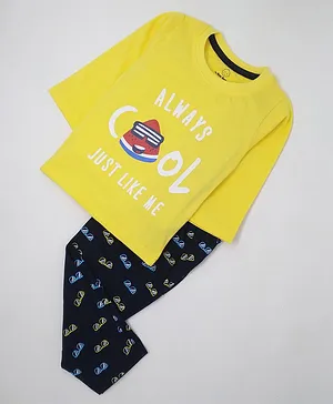 The Boo Boo Club Full Sleeves Always Cool Watermelon Print Tee & Pajama Set - Yellow