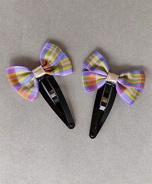 Tiny Closet Bow Detail Hair Clip - Purple