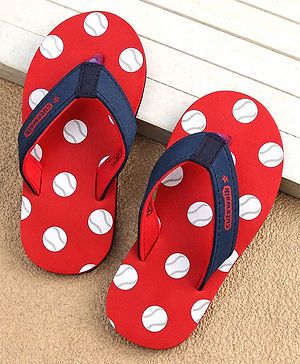 Cute Walk by Babyhug Slip On Flip Flops Dots Print - Red