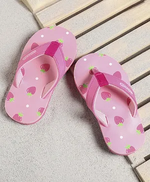 Cute Walk by Babyhug Flip Flops Strawberry Print - Light Pink