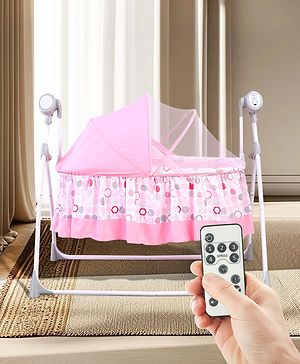 Babyhug Beryl Electronic Auto Swing Cradle With Remote Control - Pink