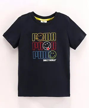 PUMA Half Sleeves T-Shirt Smiley Print - Black