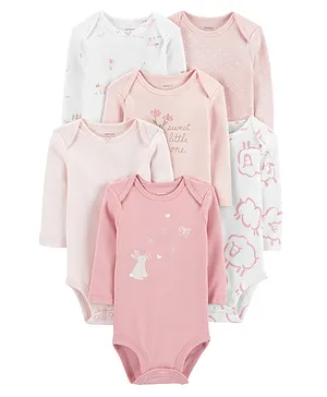 Carter's Cotton Blend Knit Half Sleeves Onesies Multi-Print Pack of 6 - Multicolour