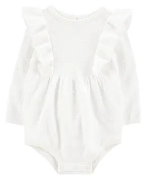 Carter's Cotton Blend Knit Full Sleeves Onesie Solid - White