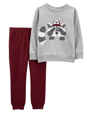 Carter's  Baby 2-Piece Raccoon Pullover & Jogger Set - Grey Red