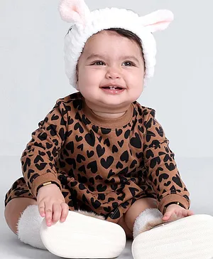 Carter's Baby Heart Jersey Dress- Brown