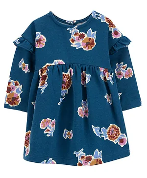 Carter's Floral Warm Fleece Dress- Blue