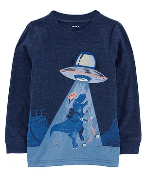 Carter's Dinosaur Spaceship Jersey Tee- Navy Blue