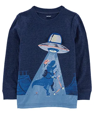 Carter's Dinosaur Spaceship Jersey Tee- Navy Blue