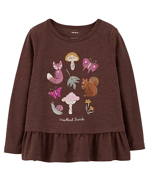 Carter's Woodland Friends Peplum Jersey Tee - Brown