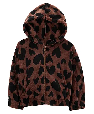 Carter's Heart Fuzzy Hoodie - Brown
