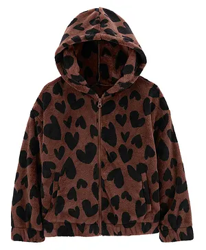 Carter's Heart Fuzzy Hoodie - Brown