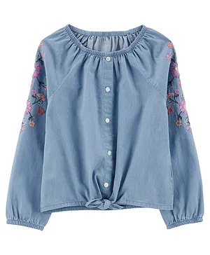 Carter's Tie-Front Chambray Top - Light Blue
