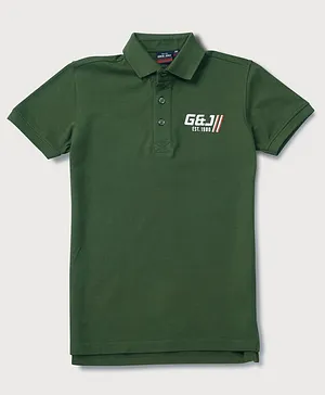 Gini & Jony Half Sleeves Collar Neck T Shirt - Olive Green