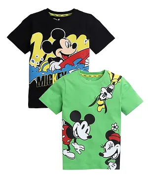 Kinsey Half Sleeves  Disney Mickey & Pluto Pack Of Two  Tee - Black & Green