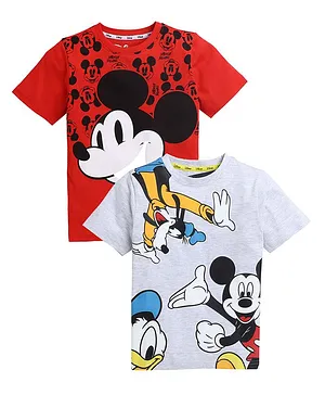 Kinsey Half Sleeves Disney Mickey & Pluto Pack Of Two Tee - Red Grey Melange