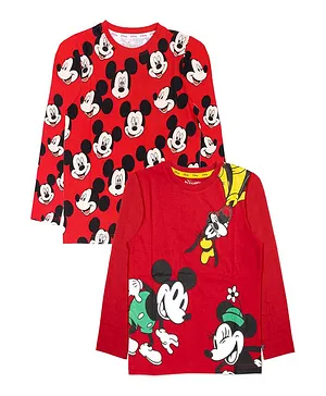 Kinsey Full Sleeves Disney Mickey & Friends Pack Of Two T Shirts - Red