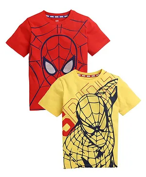 Kinsey Half Sleeves Marvel Spiderman Pack Of Two Tee - Red & Yellow
