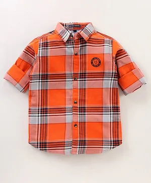 Ruff Full Sleeves Checks Shirt - Orange