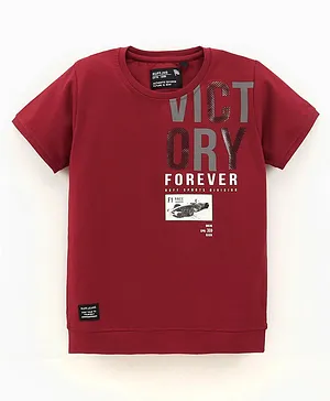 Ruff Half Sleeves T-Shirt Victory Forever Print - Maroon