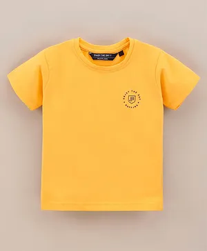 Ruff Half Sleeves Solid Color T-Shirt - Yellow