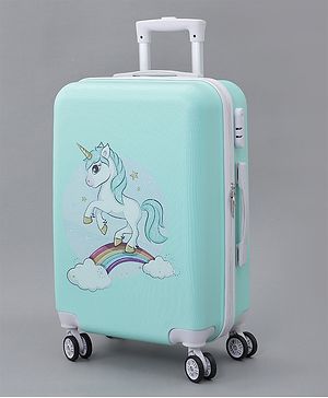Pine Kids Trolley Luggage Bags - Sea Green 22 inch| Shock Resistant| Telescopic Handle| Water Resistant| Easy Zipper Closure| Durable Wheels
